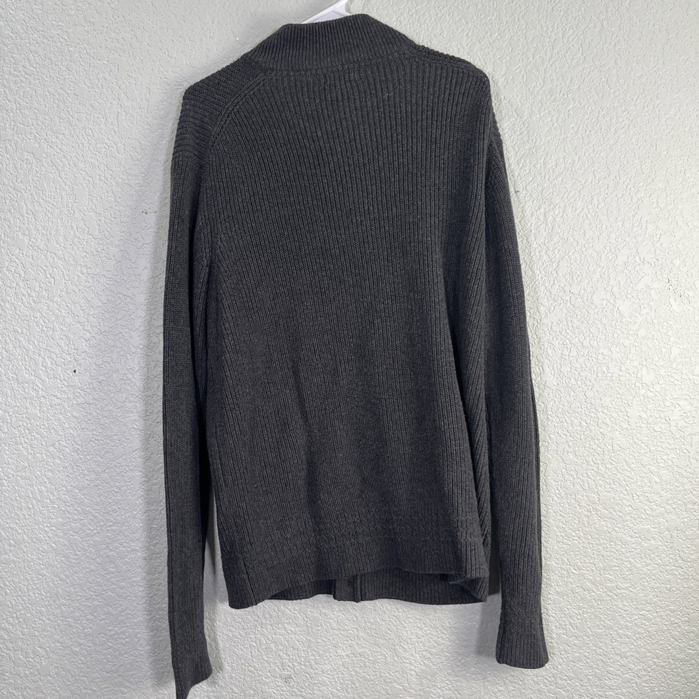 Van Heusen Cardigan Mens XL‎ Gray Never Tuck Ribbed Button Up Mock Neck Sweater - Picture 2 of 6